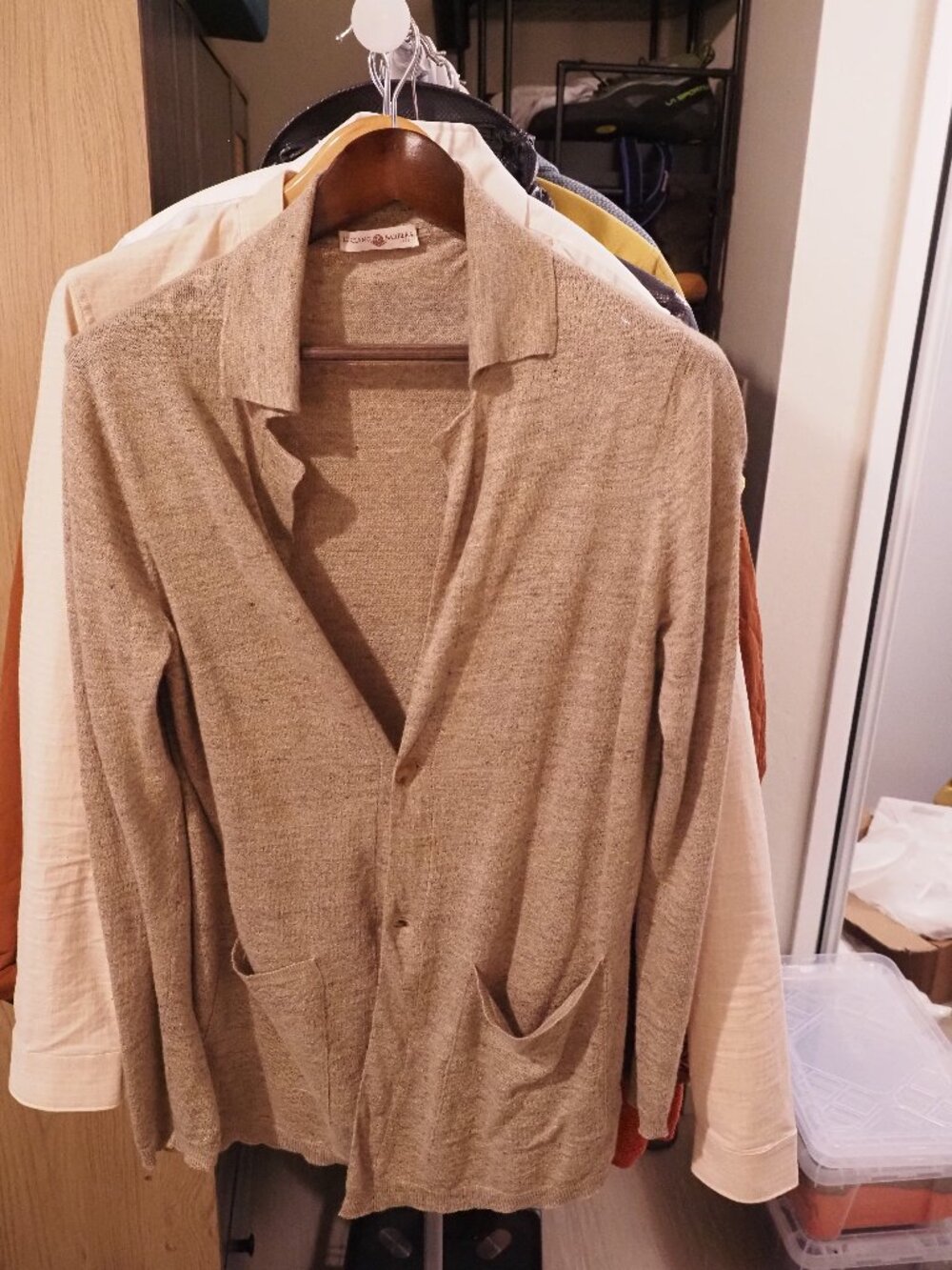 Luciano Barbera Linen/Cotton Sport Coat Blazer | Tan/Natural | Italian Si